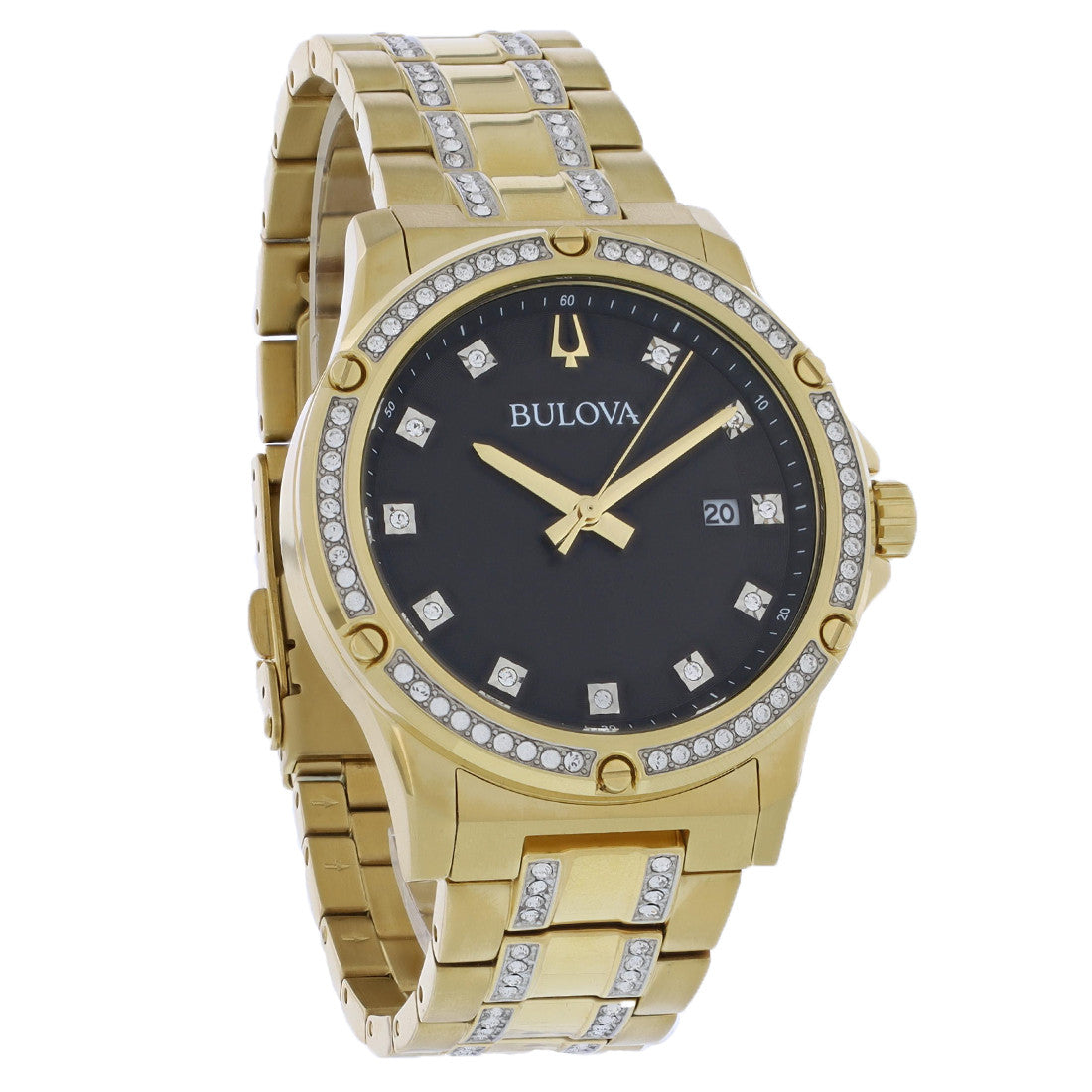 Bulova Crystal Men's Gold-tone Bracelet Quartz Watch - 98K118