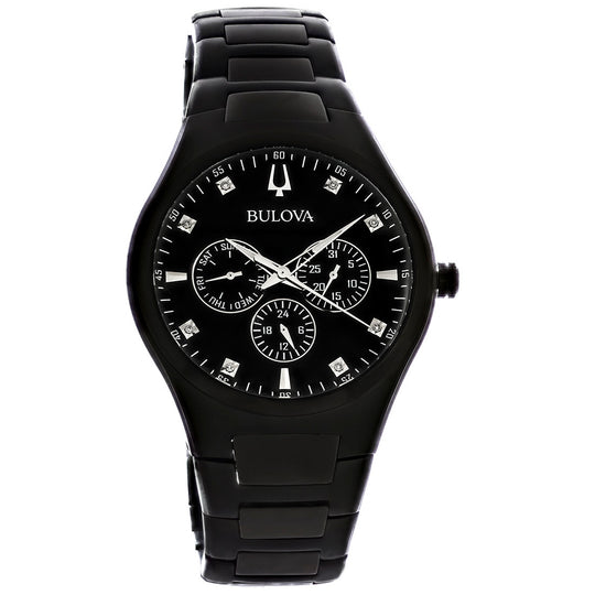 Bulova Diamond  Men's Black Bracelet Quartz Watch - 98D173