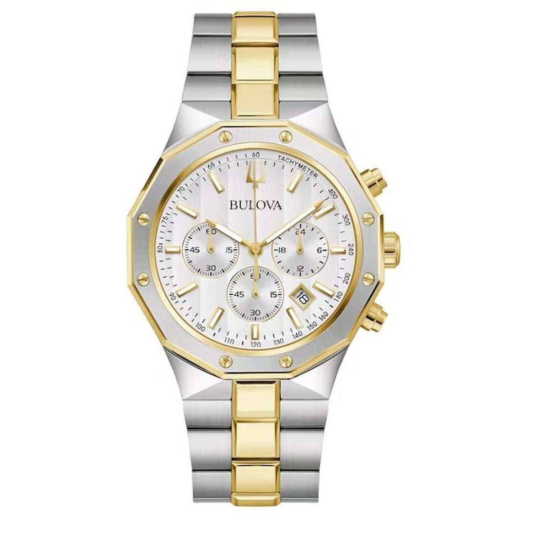 Bulova Prestige  Men's Gold-Silver Two tone Bracelet Quartz Watch - 98B450