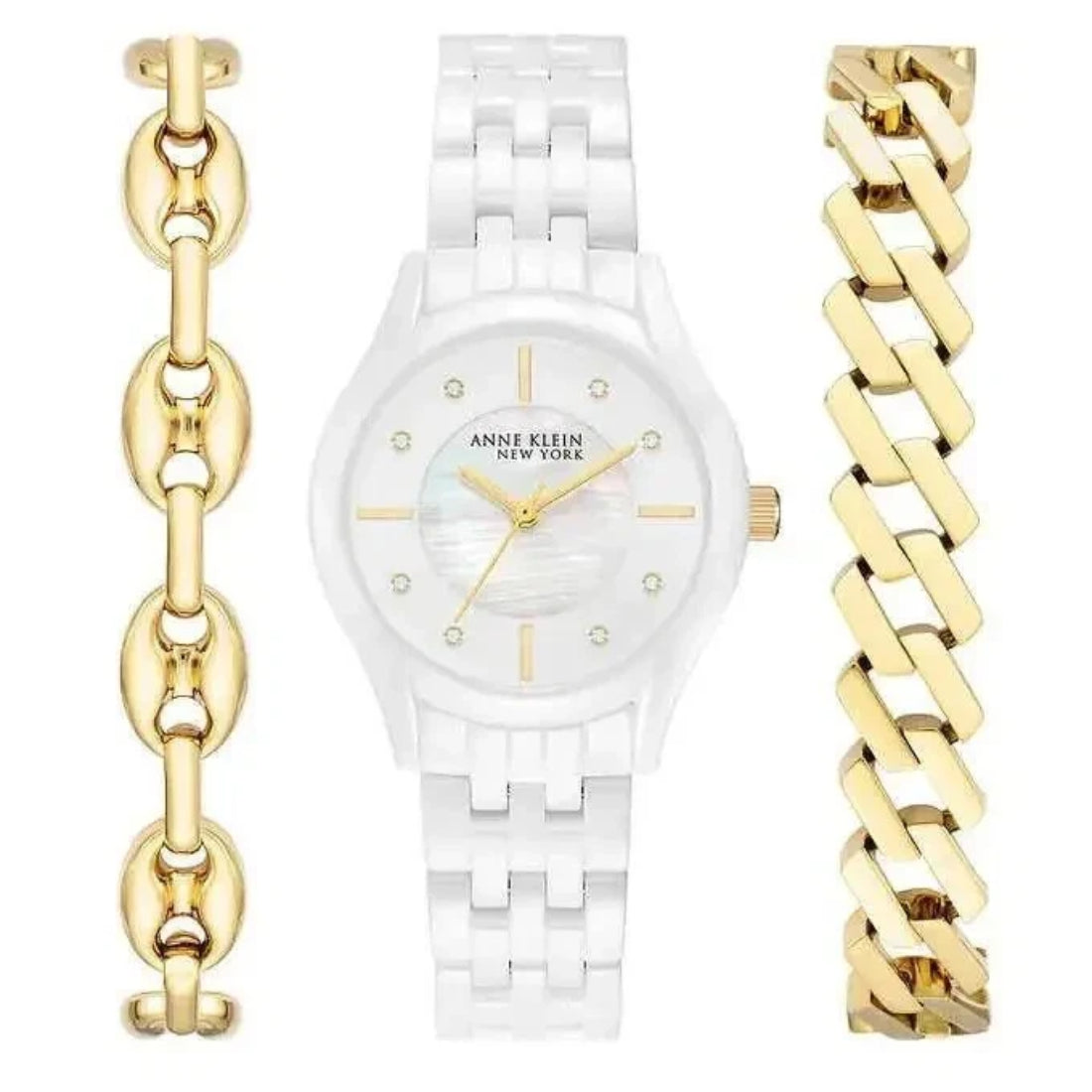 Anne Klein New York Collection Women's White Bracelet Quartz Watch - 12-7740WTST