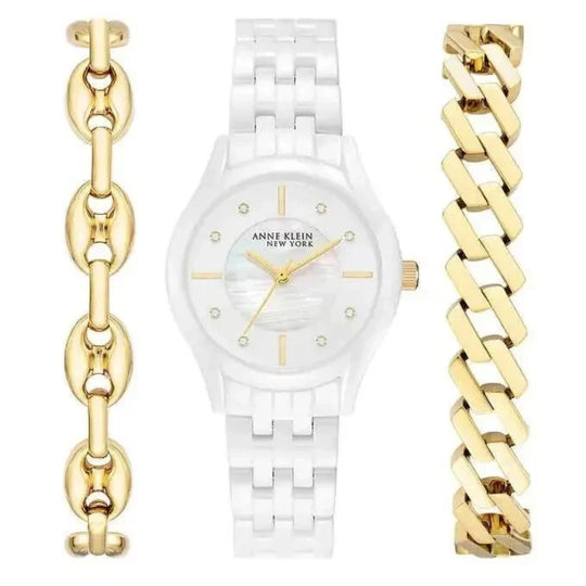 Anne Klein New York Collection Women's White Bracelet Quartz Watch - 12-7740WTST