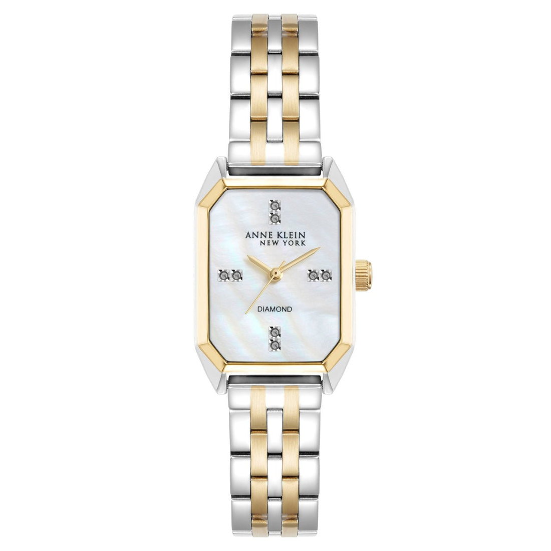 Anne Klein Diamond Radiance Collection Women's Two-Tone Silver and Gold Bracelet Quartz Watch - 12/7751MPTT