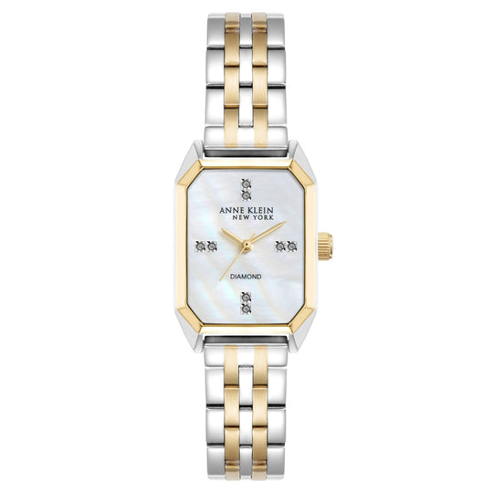 Anne Klein Diamond Radiance Collection Women's Two-Tone Silver and Gold Bracelet Quartz Watch - 12/7751MPTT