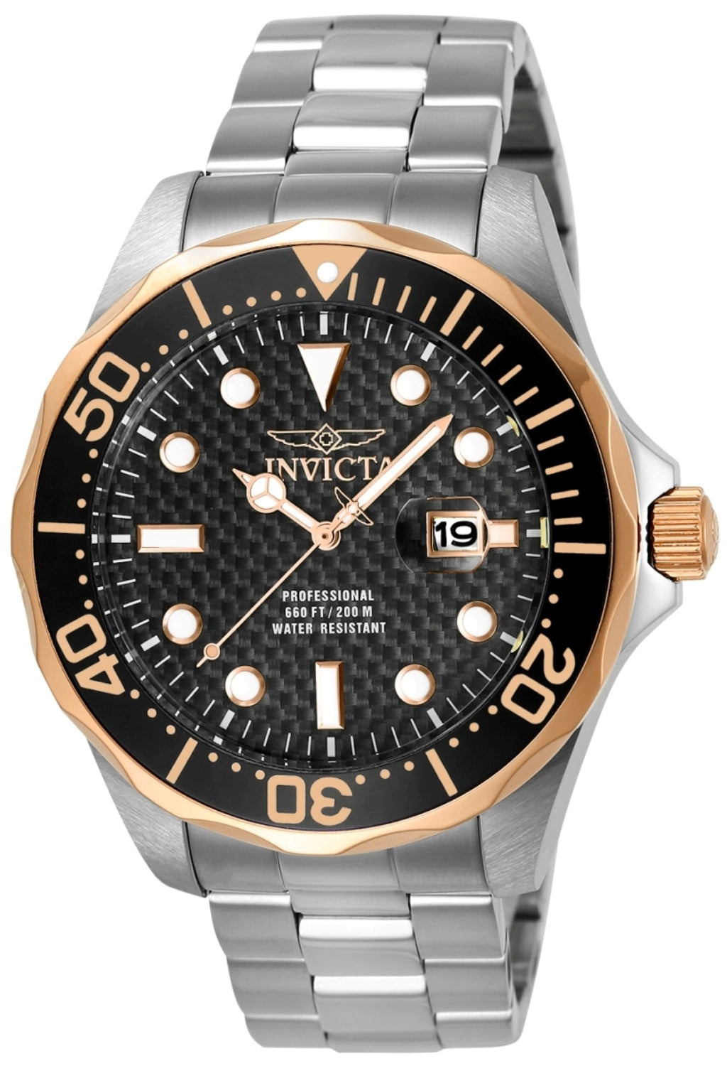 Invicta Men's 12567 Pro Diver Quartz 3 Hand Black Dial Watch