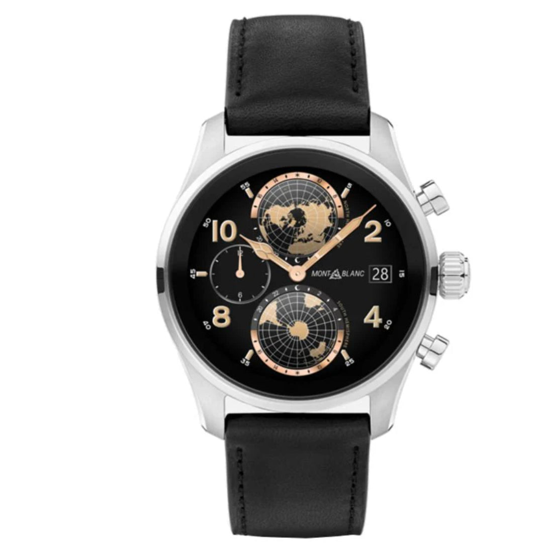 Montblanc Summit 3 Men's Black Dial Black Leather Strap Titanium Smartwatch 129268
