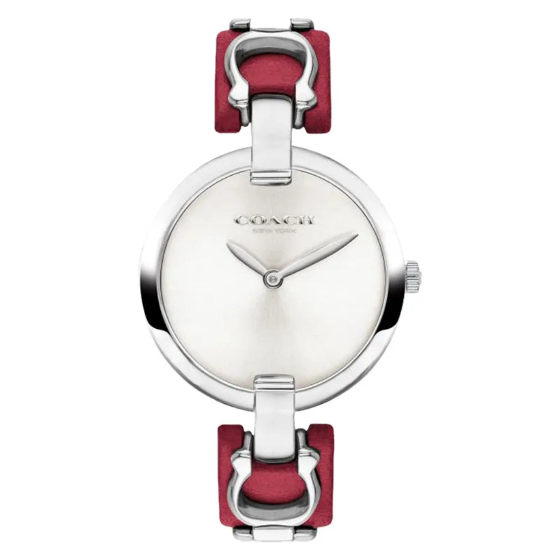 Coach Chrystie Women's Silver and Red Strap Quartz Watch - 14503196