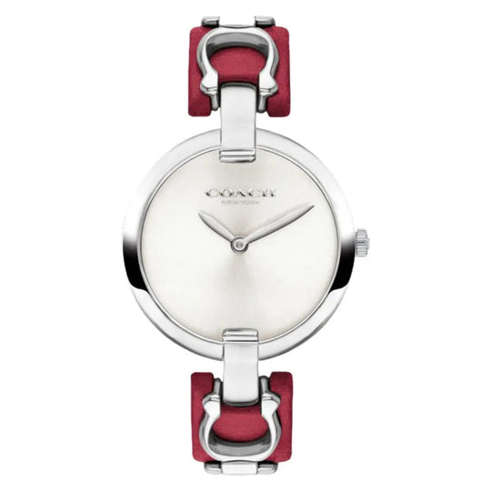 Coach Chrystie Women's Silver and Red Strap Quartz Watch - 14503196