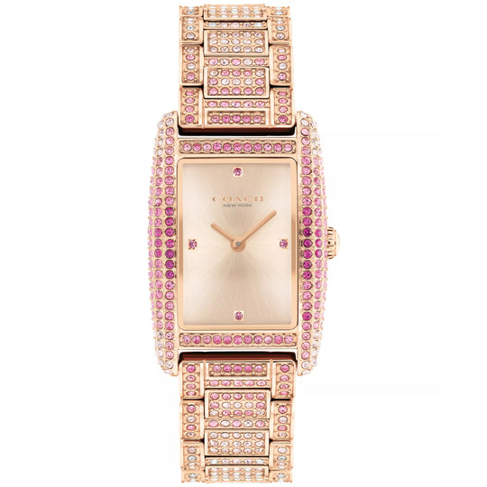 Coach Reese Women's Carnation Gold-tone with Pink Crystals Bracelet Quartz Watch - 14504414
