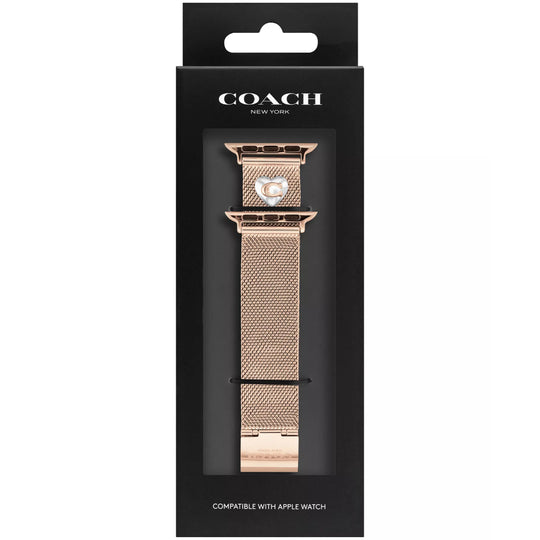 Coach Apple Straps Rose Gold-Tone Mesh Interchangeable Replacement Band for Apple Watch – 14700240
