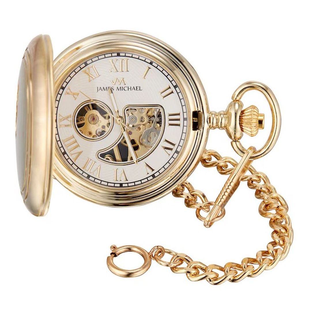 James Michael Men's Hand-Wind White Dial Pocket Watch - PMA011030W