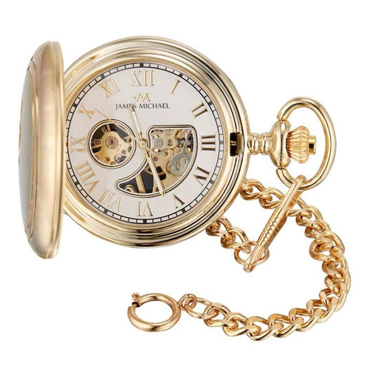 James Michael Men's Hand-Wind White Dial Pocket Watch - PMA011030W