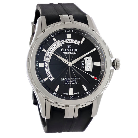 Edox Grand Ocean Men's Black Strap Automatic Watch - 83006 3CA NIN