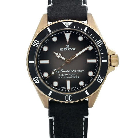 Edox SkyDiver Military Special Edition Men's Black Strap Automatic Watch - 80115 BRZN NDR