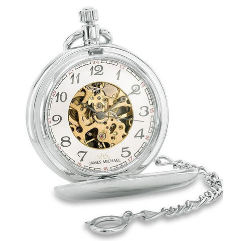 James Michael Men's Hand-Wind Silver Dial Pocket Watch - PMA181003