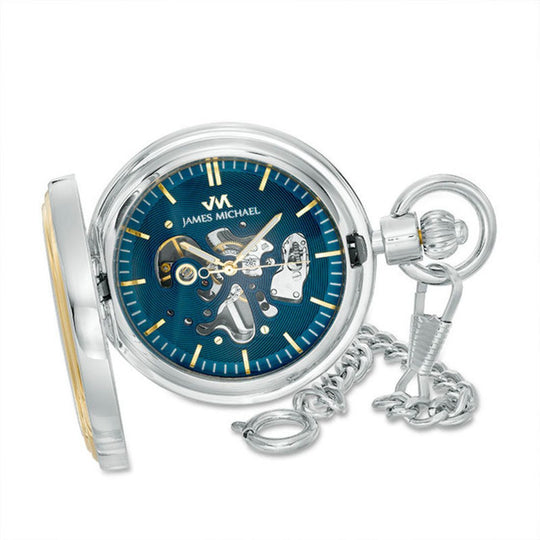 James Michael Men's Hand-Wind Blue Dial Pocket Watch - PMA181044C