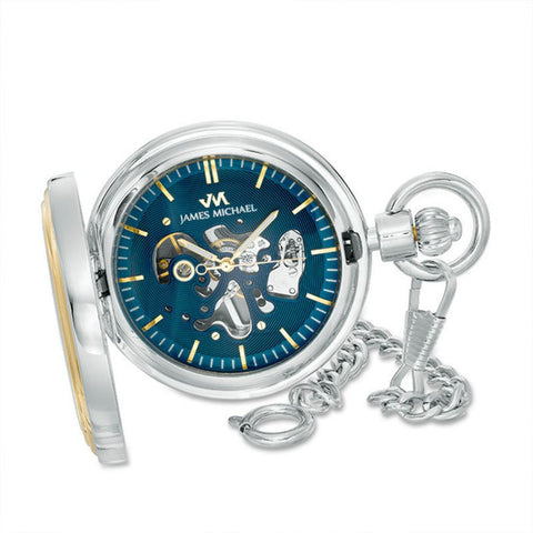 James Michael Men's Hand-Wind Blue Dial Pocket Watch - PMA181044C