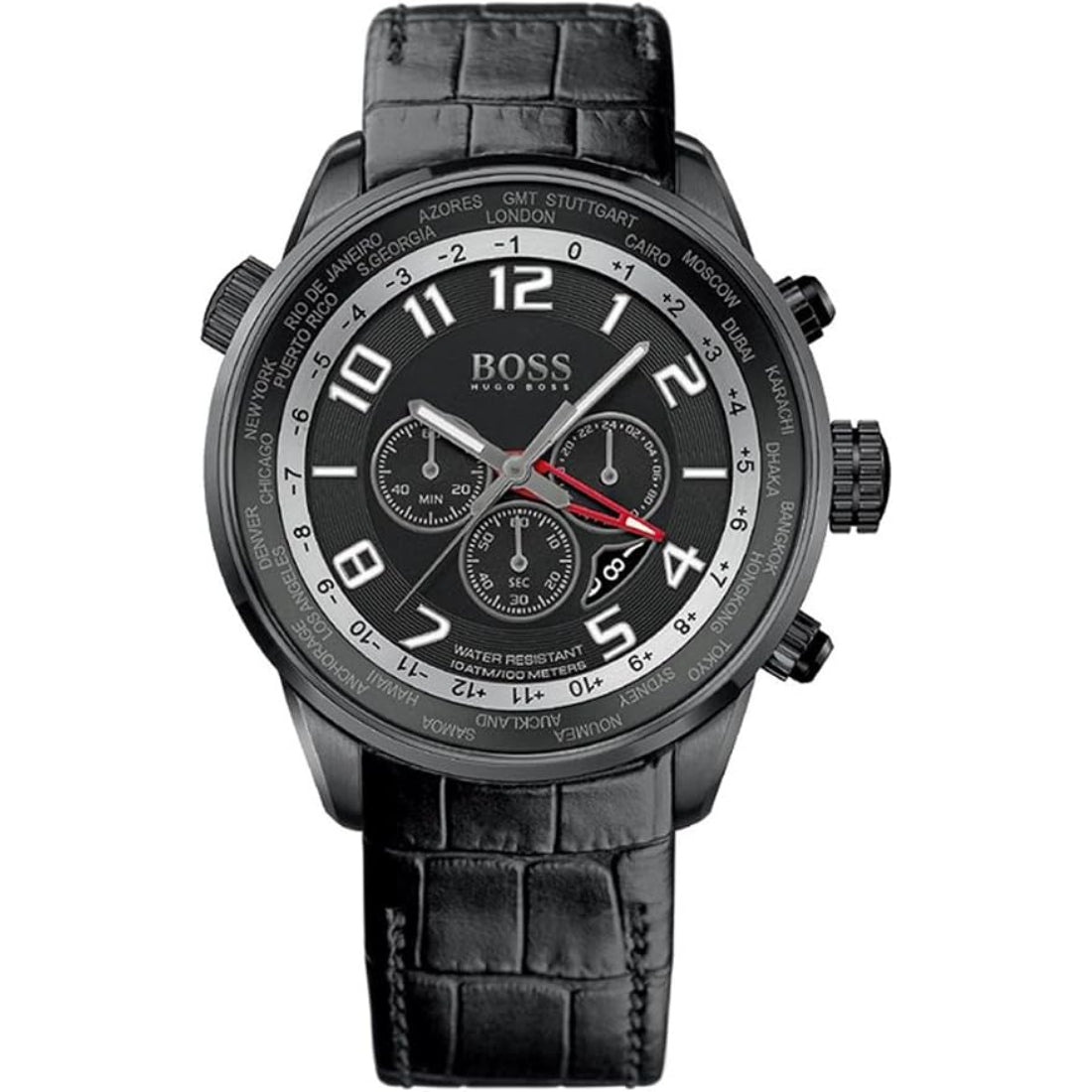Hugo Boss World Timer Men's Black Strap Quartz Watch - 1512740