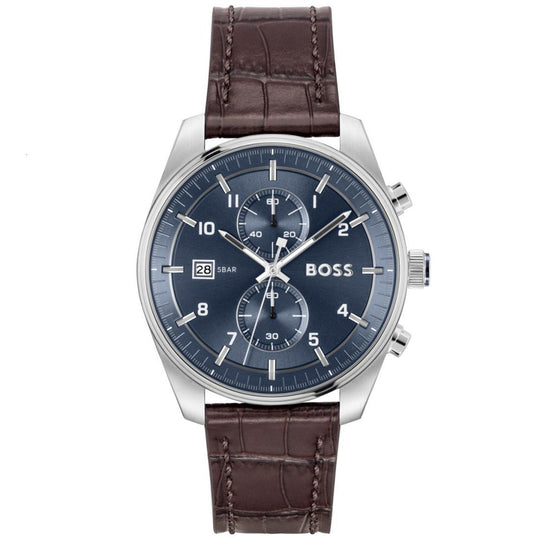 Hugo Boss Skytraveller Men's Brown Strap Quartz Watch - 1514194