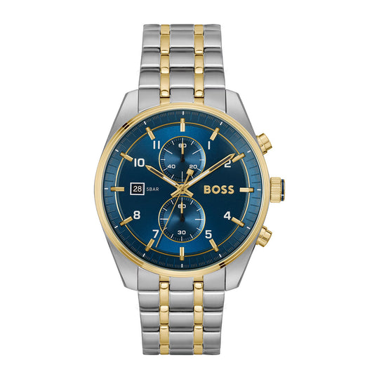 Hugo Boss Skytraveller Men's Gold-Silver Two tone Bracelet Quartz Watch - 1514247