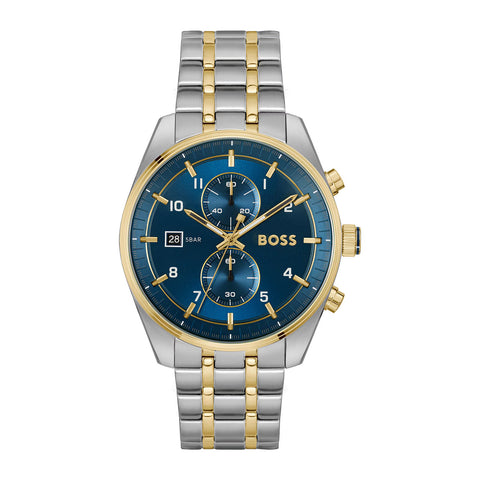 Hugo Boss Skytraveller Men's Gold-Silver Two tone Bracelet Quartz Watch - 1514247