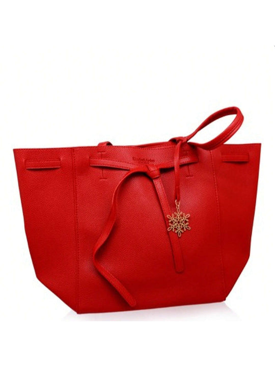 ELIZABETH ARDEN RED TOTE BAG PURSE W/TAG AND GOLDEN TONED ORNAMENT