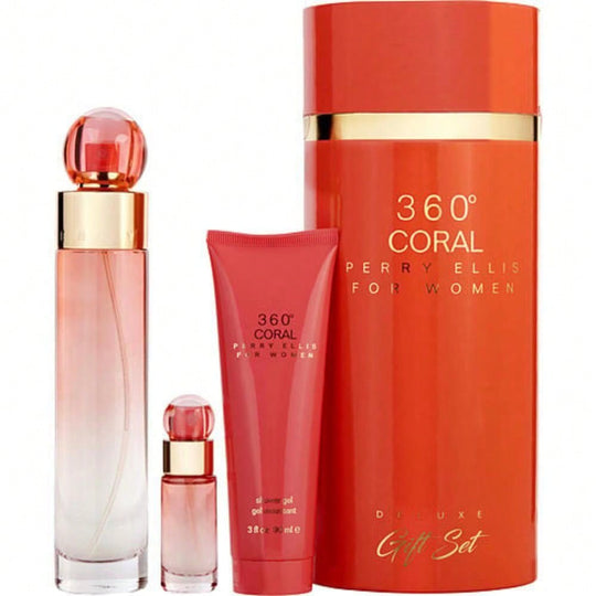Perry Ellis 360 Coral Deluxe Gift Set - In Canister For Women