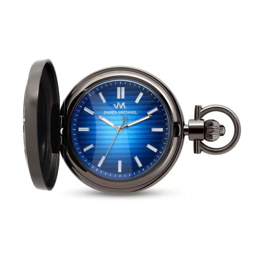 James Michael Men's Hand-Wind Blue Dial Pocket Watch - PQA011134