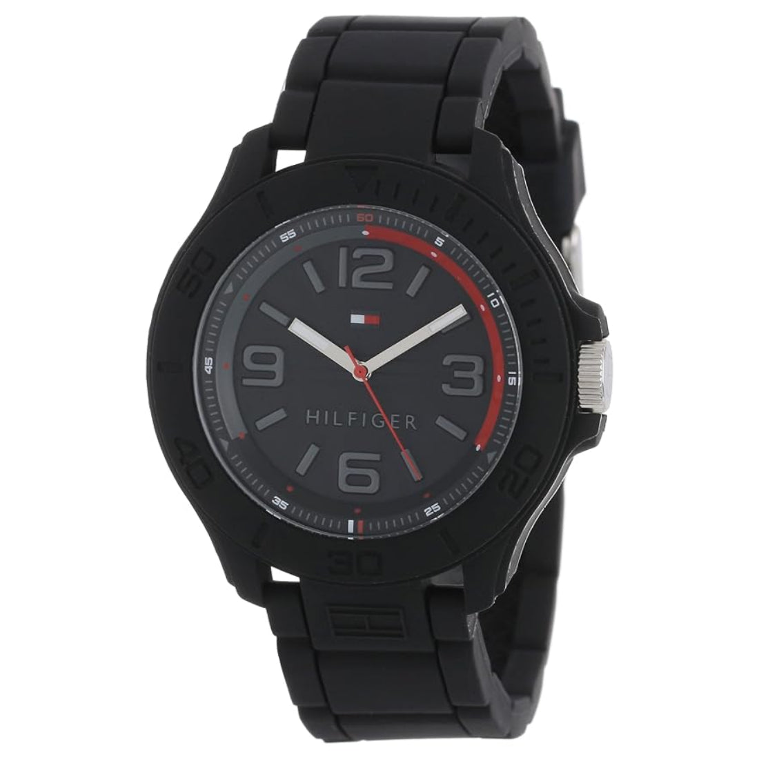 Tommy Hilfiger 1790944 Men's Black Dial Silicone Strap Quartz Watch 1790944