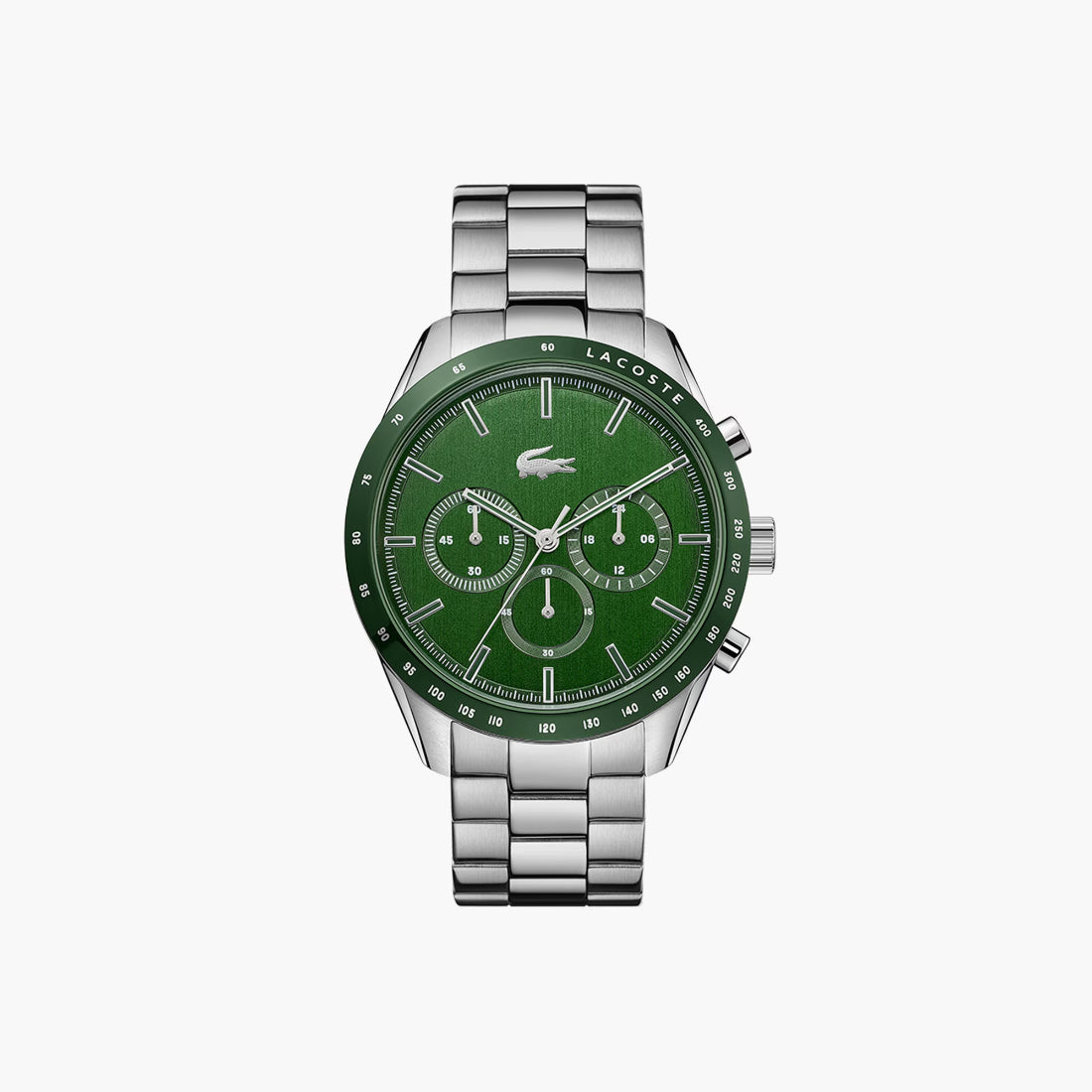 Lacoste Boston Men's Green Dial Silver-Tone Stainless Steel Bracelet Quartz Watch 2011080