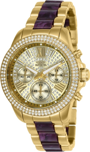 Invicta Women's 20508 Angel Quartz 3 Hand Gold Dial Watch