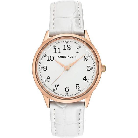 Anne Klein Easy to Read Women's White Strap Quartz Watch - AK/3560RGWT