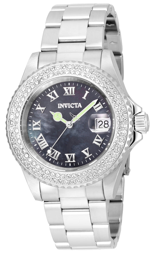 Invicta Women's 21711 Angel  Quartz 3 Hand Black Dial Watch
