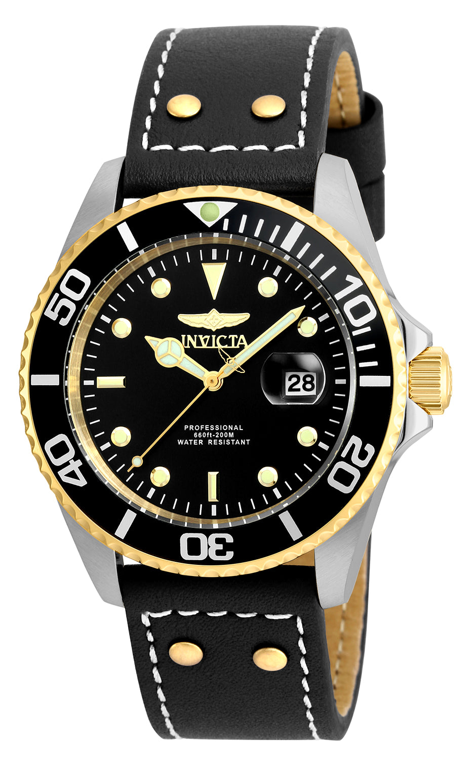 Invicta Men's 22074 Pro Diver  Quartz 3 Hand Black Dial Watch