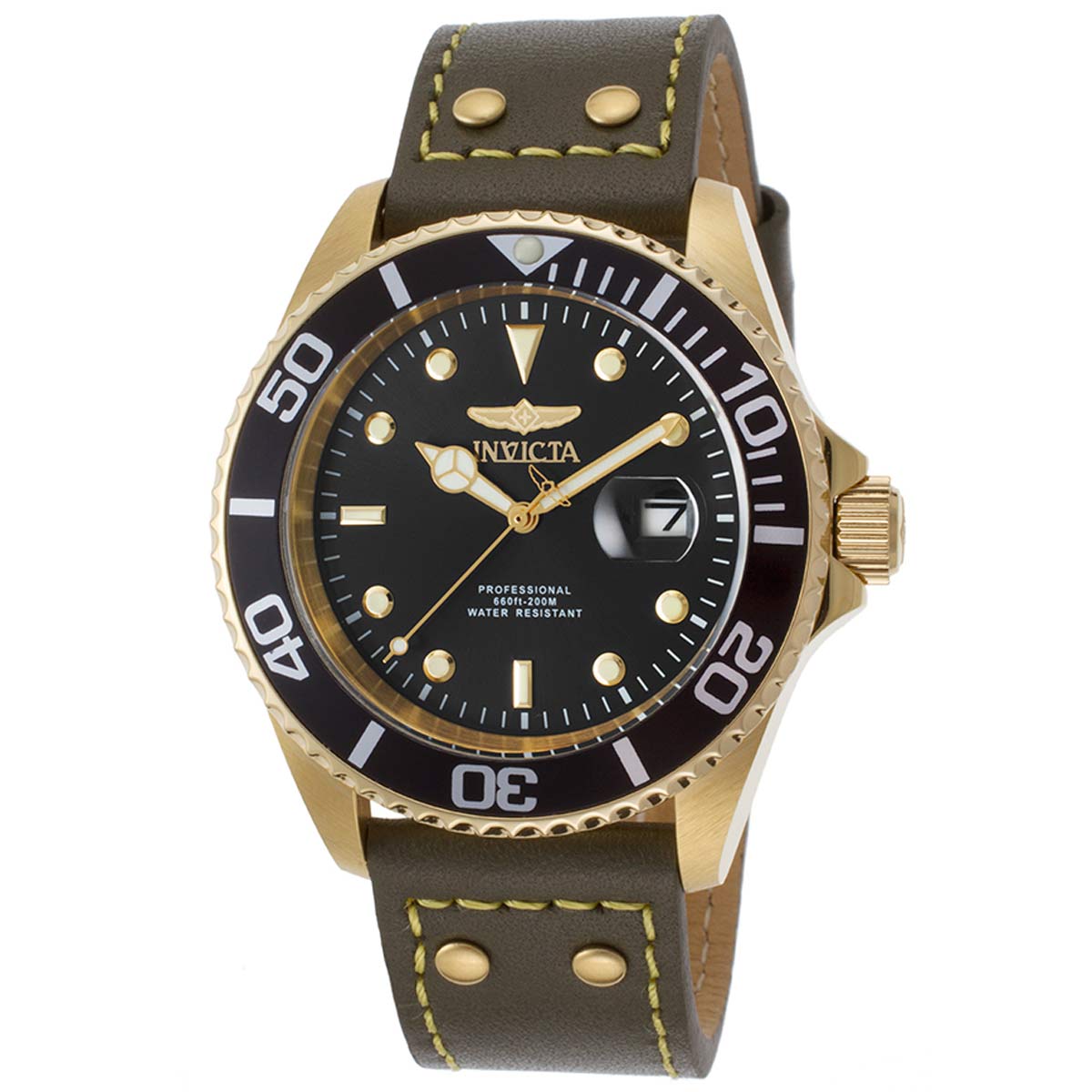 Invicta Men's 22075 Pro Diver  Quartz 3 Hand Black Dial Watch