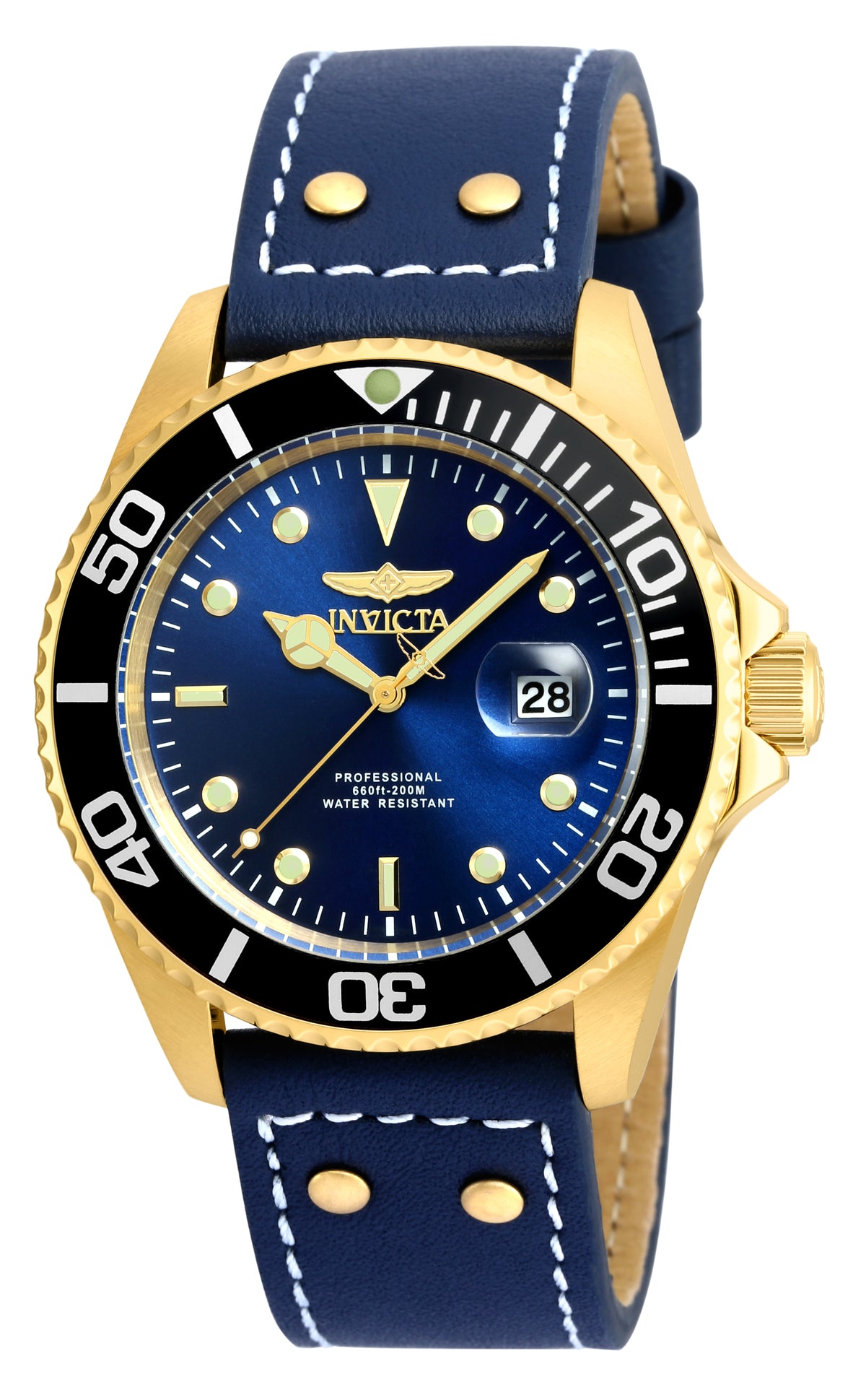 Invicta Men's 22076 Pro Diver  Quartz 3 Hand Blue Dial Watch
