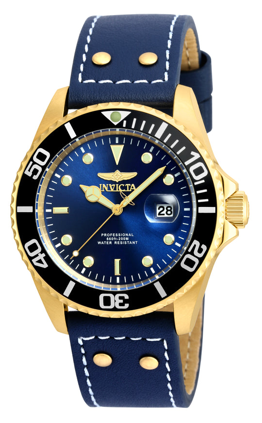 Invicta Men's 22076 Pro Diver  Quartz 3 Hand Blue Dial Watch