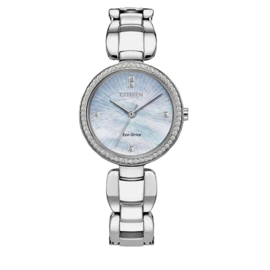 Citizen Silhouette Crystal Women's Silver-tone Bracelet Quartz Watch - EM1030-53N