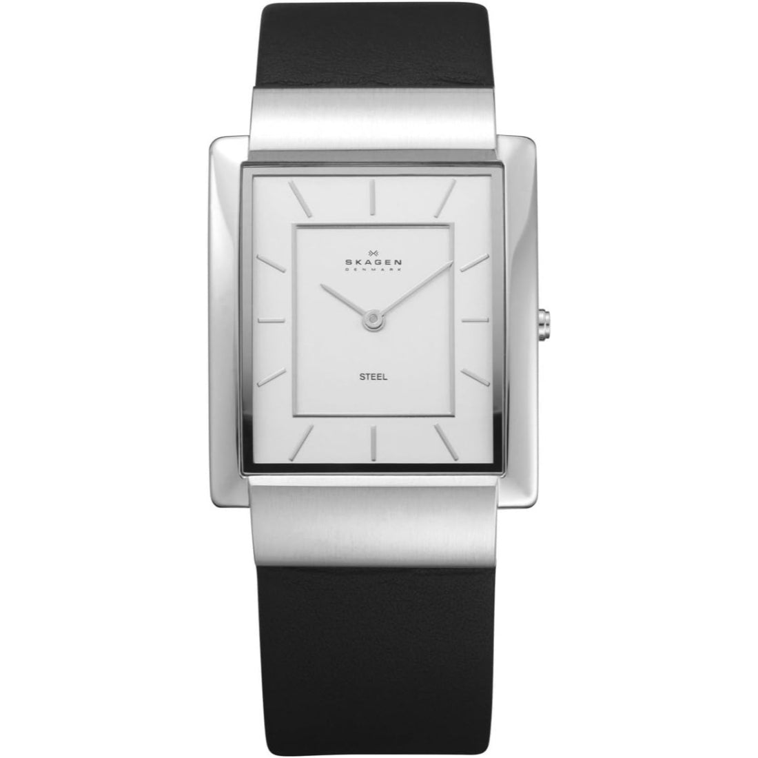 Skagen Slimline Men's Black Dial Black Leather Strap Quartz Watch 224LSL