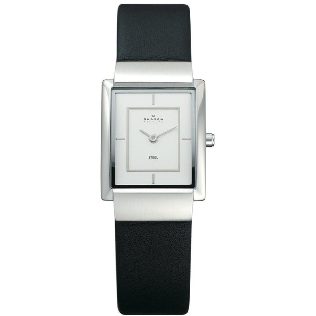 Skagen 224 Series Women's White Dial Black Strap Quartz Watch 224SSL