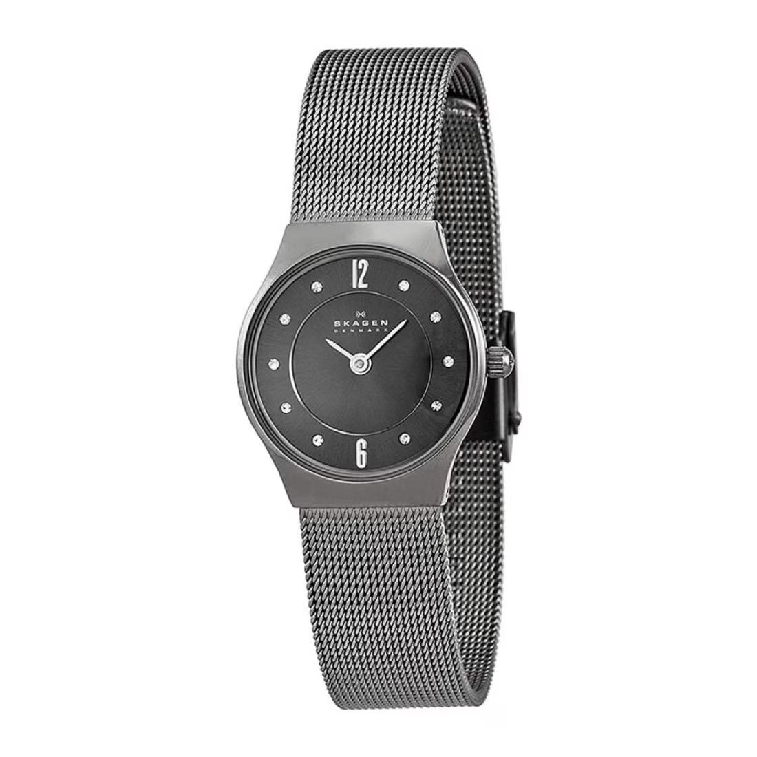Skagen Grenen Women's Grey Dial Titanium Mesh Bracelet Quartz Watch 233XSTTM
