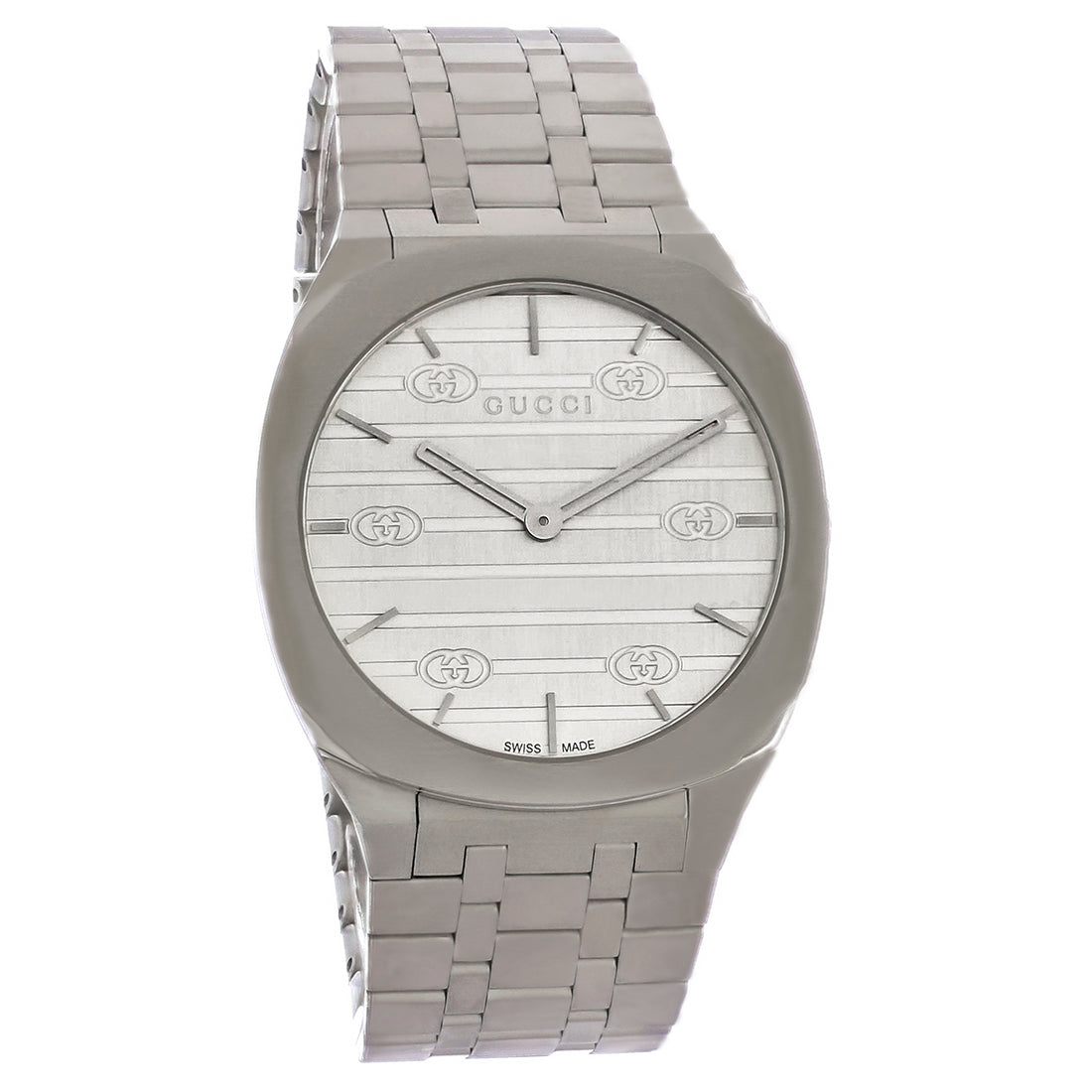 Gucci 25H Women's Silver-tone Bracelet Quartz Watch - YA163402