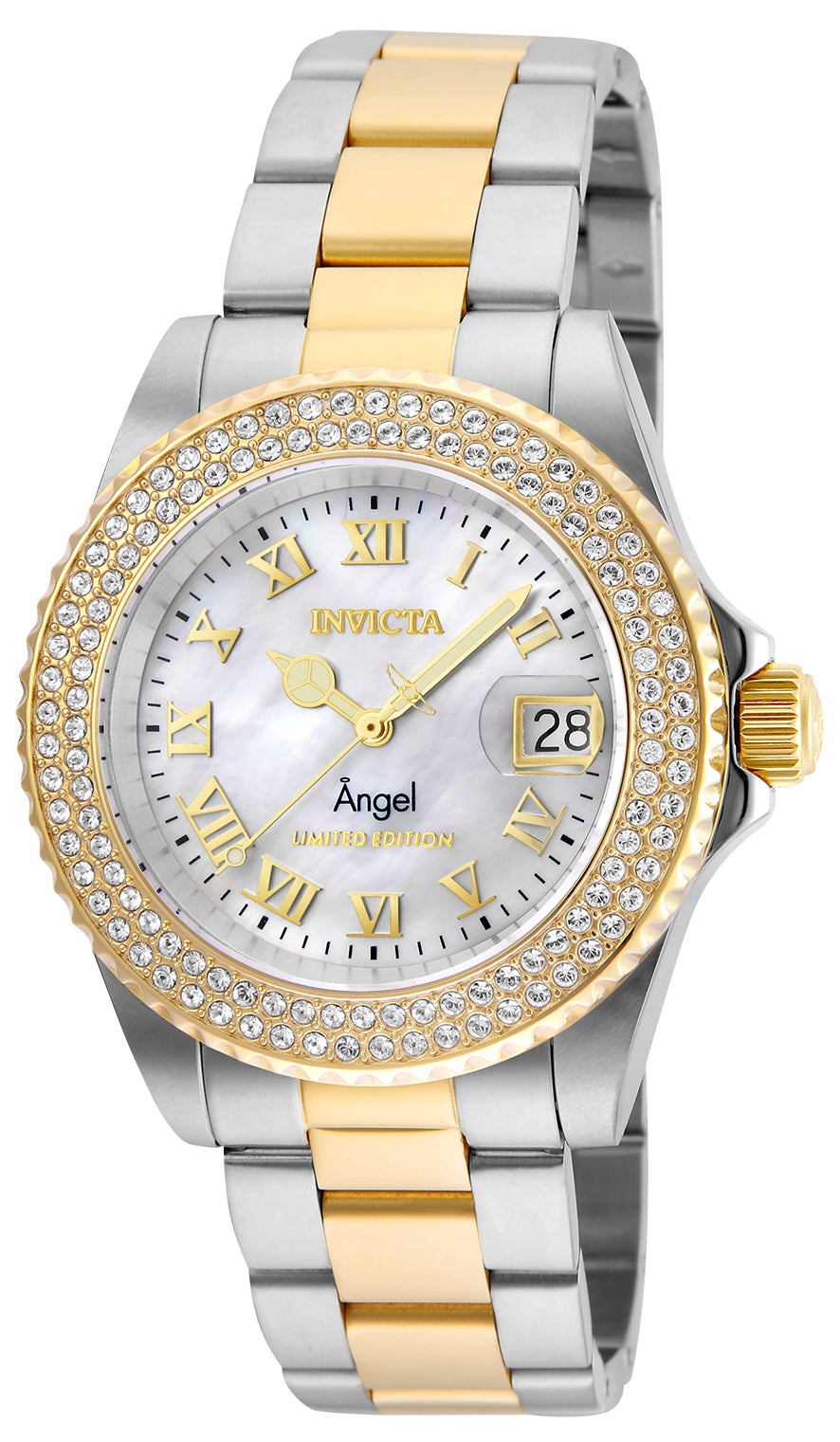 Invicta Women's 24616 Angel  Quartz 3 Hand White Dial Watch
