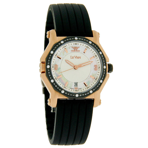LeVian LV Sport Women's Black Strap Quartz Watch - ZAG 186