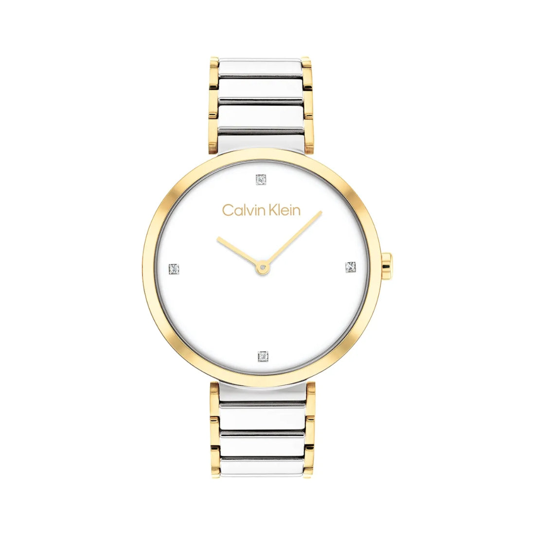 Calvin Klein Minimalistic T-Bar Women's Two-tone/Silver and Gold Bracelet Quartz Watch - 25200134