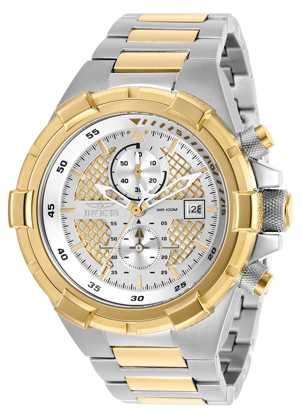Invicta Men's 28120 Aviator Quartz Multifunction Silver, Gold Dial Watch