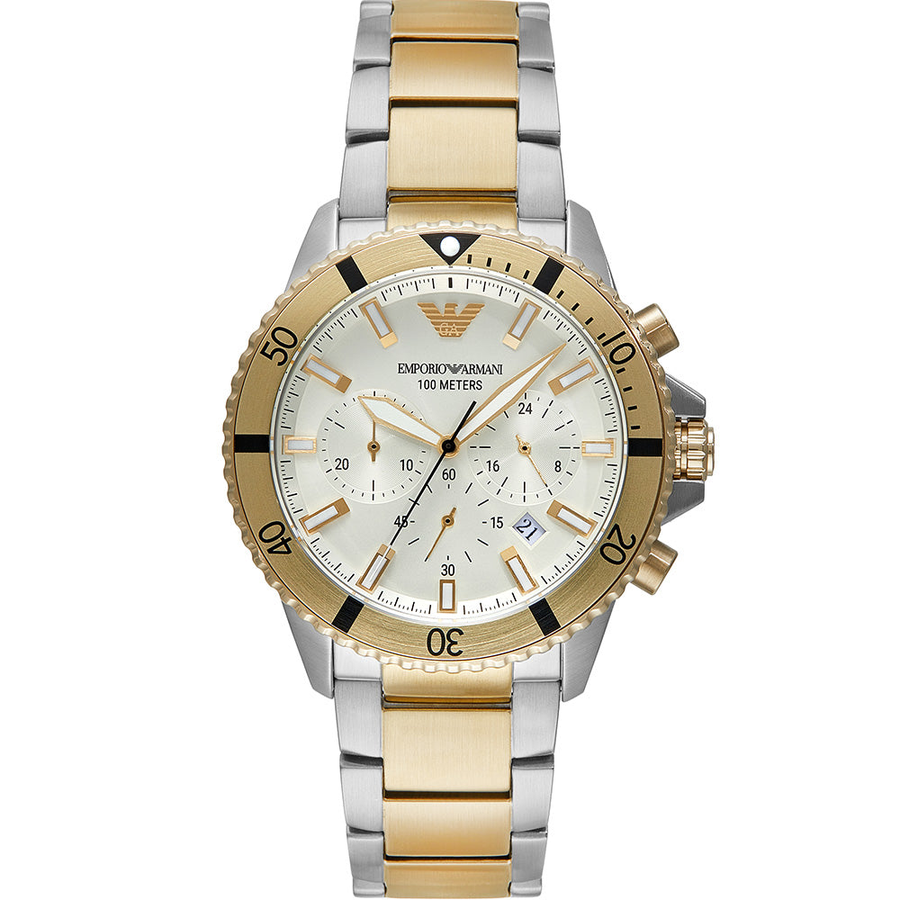 Emporio Armani World Explorer Men's Two-tone/Silver and Gold-tone Bracelet Quartz Watch - AR11606