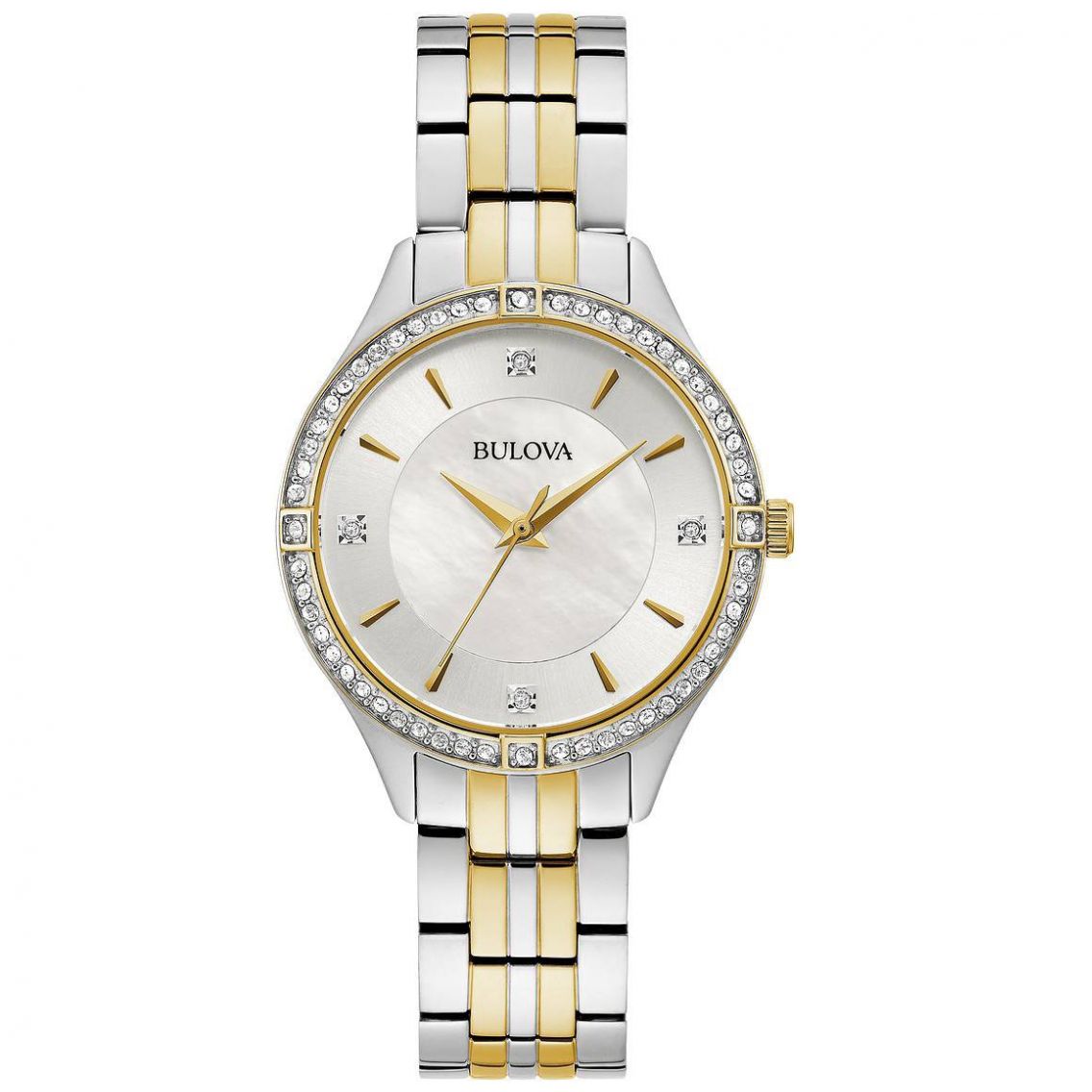 Bulova Crystal Collection Women's Two-tone/Silver and Gold Bracelet Quartz Watch - 98L273