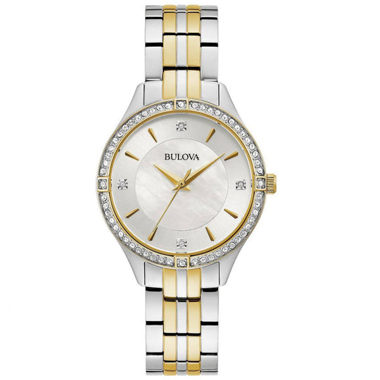 Bulova Crystal Collection Women's Two-tone/Silver and Gold Bracelet Quartz Watch - 98L273
