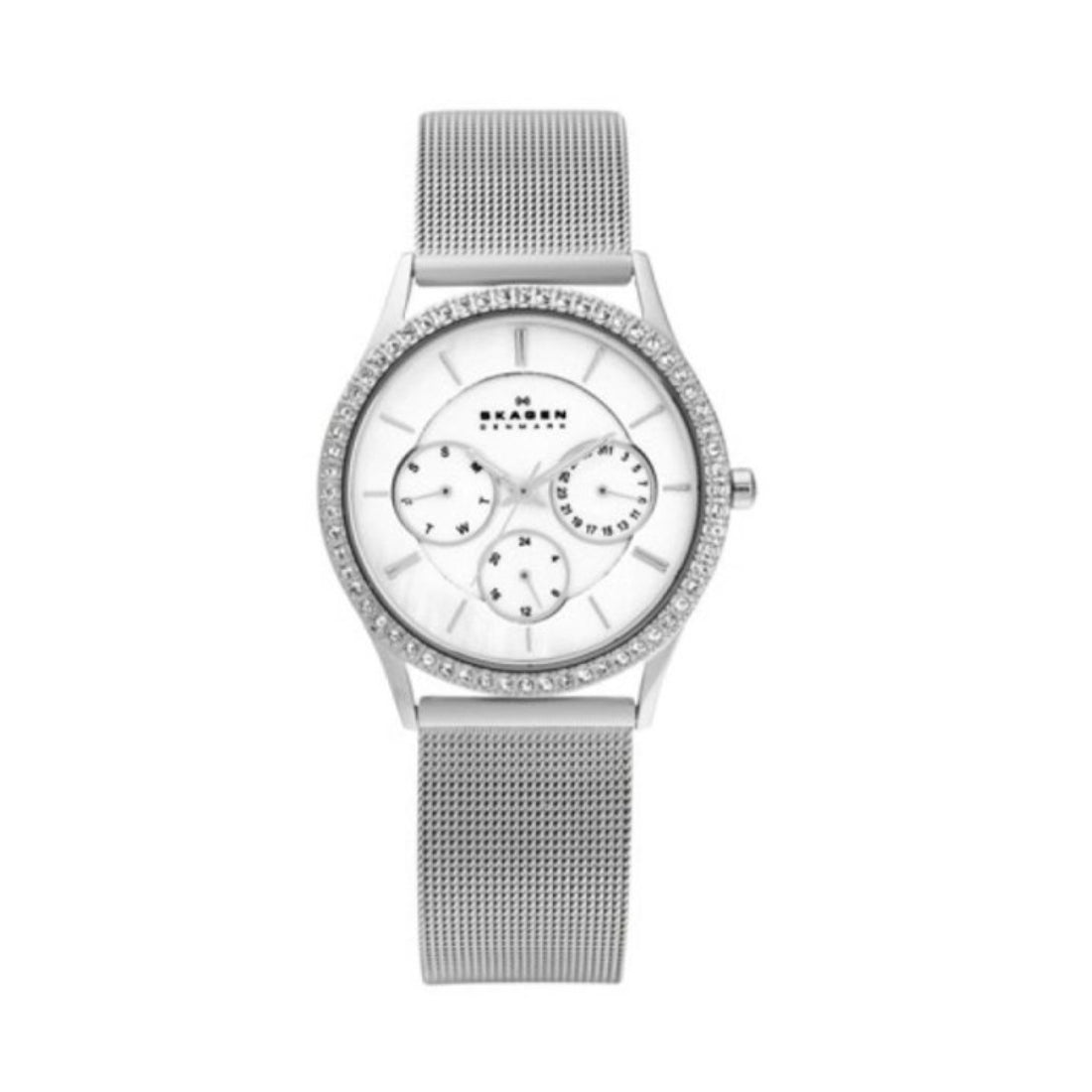 Skagen 347 Series Women's White Dial Stainless Steel Quartz Watch 347LSS