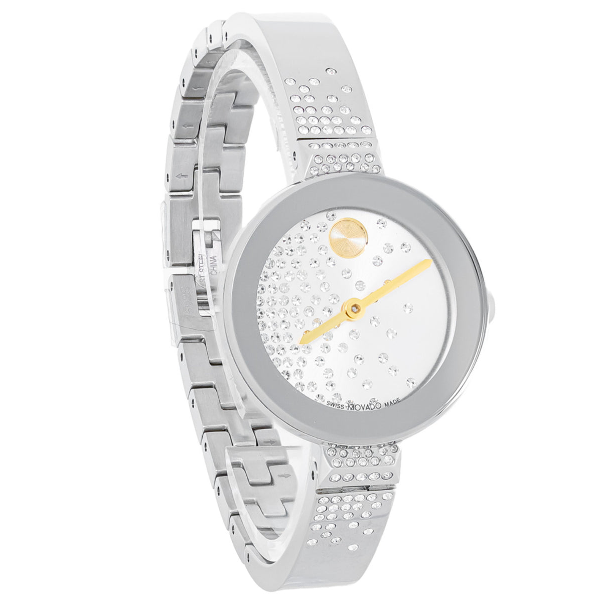 Movado Bold Bangle Women's Silver with Crystal accents Dial Quartz Watch 3600925
